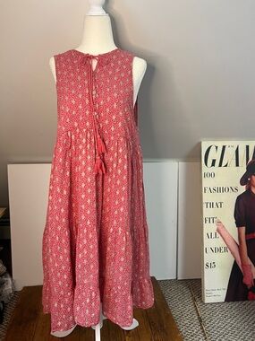 La Garconne’ Sleeveless Dress Rose-Pink Tiered floral Midi Dress